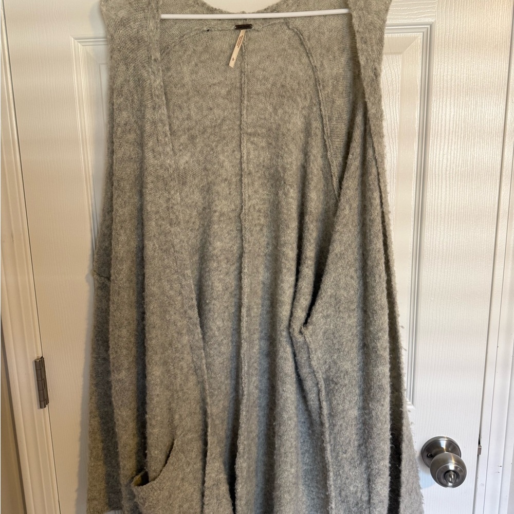 Free People Cream Textured Knit Cardigan